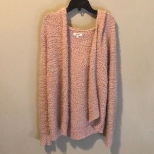 pink wool knit cardigan